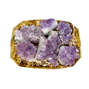 Amethyst Druze Cluster Gold Display Box Wt:640g (6 Pcs ) Brazil Amethyst Druze Cluster Gold Display Box Wt:640g (6 Pcs ) Brazil